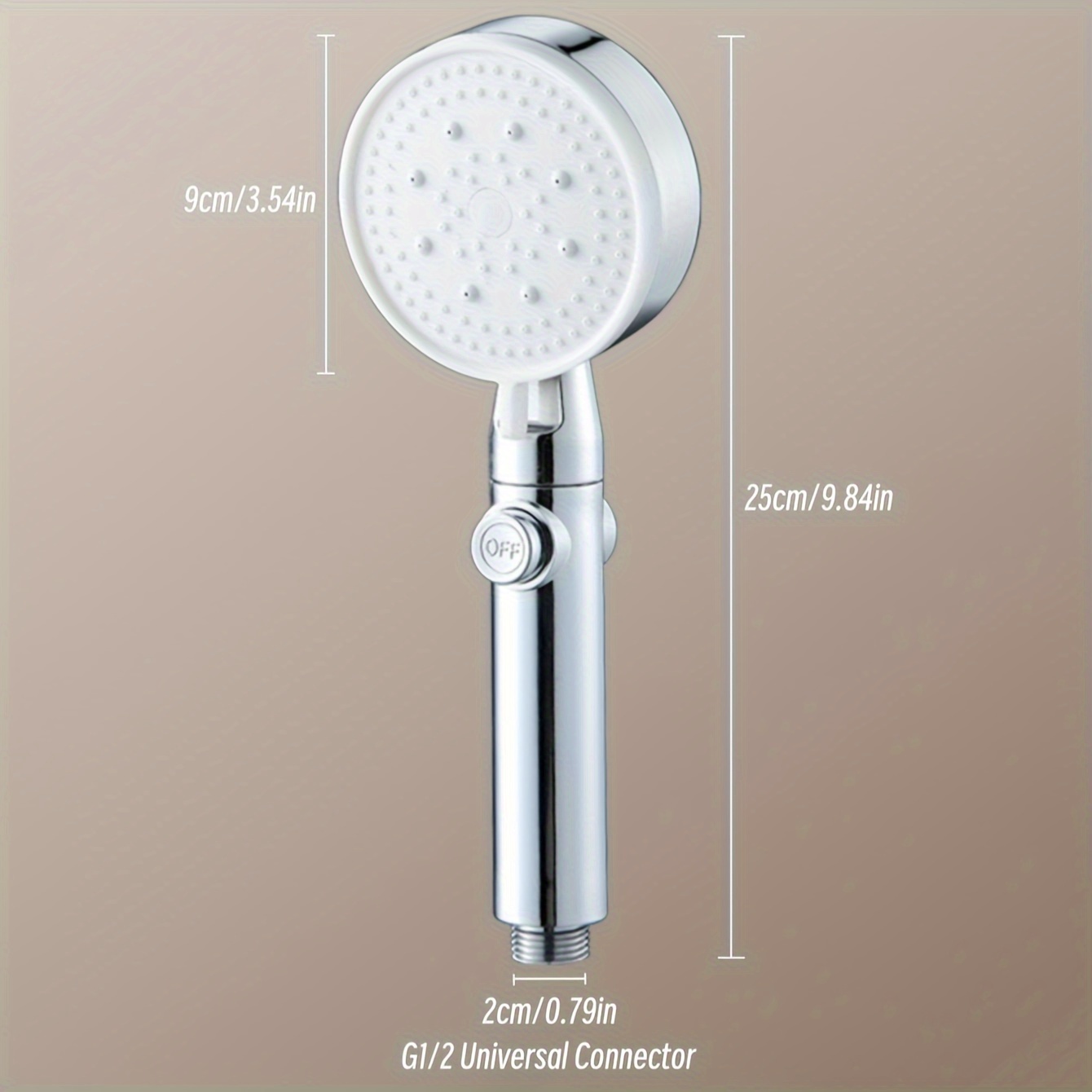 New Silvery Five-speed Off Water Stop Button: Handheld Shower With Five-, One-button Water Stop, Abs Material, Electroplated Surface, Universal Interface,for Shower Use Only