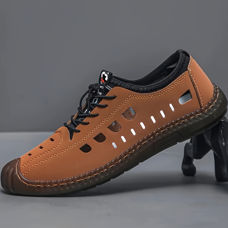 

Men's Vintage Old School Style Trekking Shoes, Comfy Non Slip Lace Up Durable Shoes For Men's Outdoor Activities