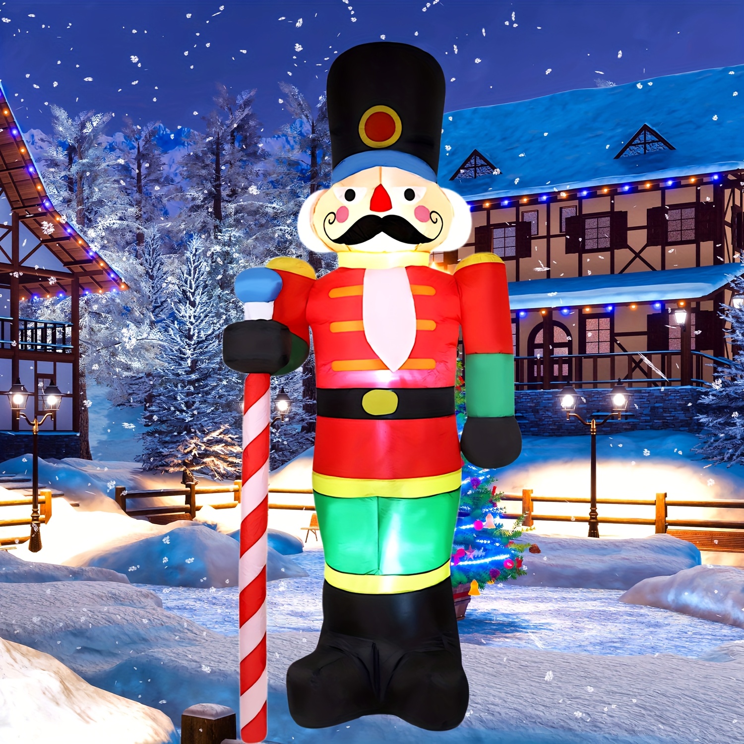 TEMU 1pc 8ft Christmas Inflatables, Christmas Inflatables Nutcracker, Lighted Christmas Soldier Yard Decorations, Blow Up Decorations For Holiday