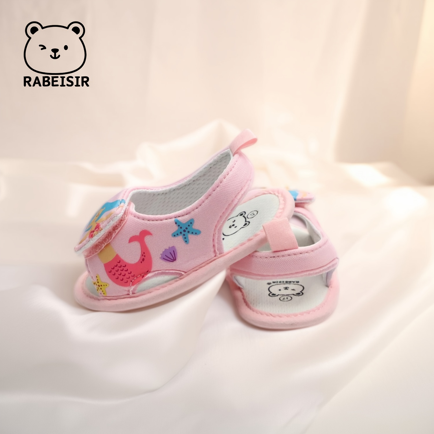 RABEISIR Adorable Mermaid & Watermelon Baby Walker Sandals - Breathable, Non-Slip Soft Sole Shoes with Easy Hook-and-loop Fastener Strap - Perfect for Spring/Summer Daily Wear & Vacation Outfits, Toddler Sandals