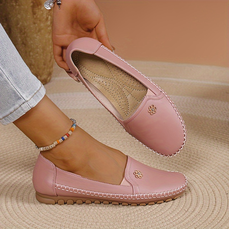 women s solid color flat loafers casual slip soft sole shoes details 16