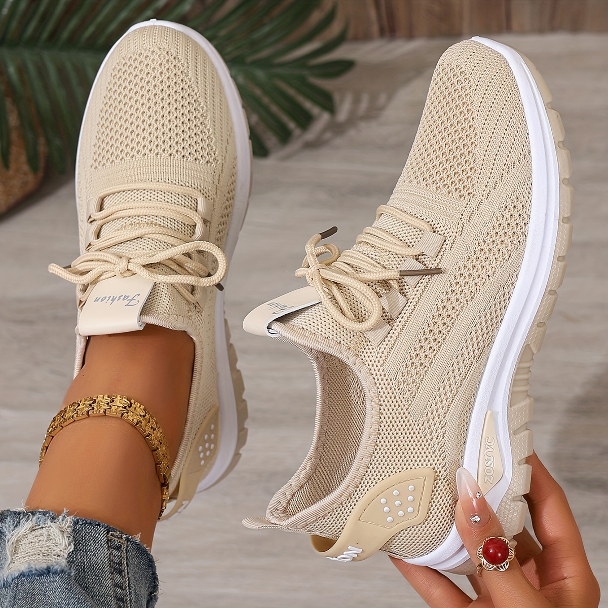 Women's White Breathable Mesh Running Shoes - Comfortable Low-Top Sneakers with Rubber Sole for Travel, Vacation & Casual Wear, Sleek Shoe Design | Cushioned Support