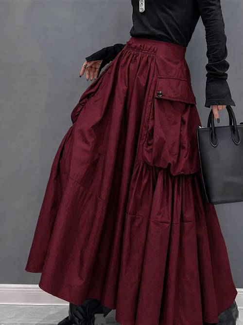 item picture solid color pocket skirt