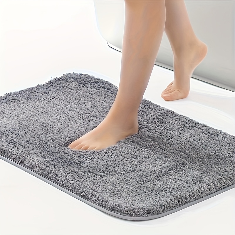 Image of 1pc Thickened Plush Soft And Comfortable Floor Mat, Absorbent Non-slip Bathroom Rug, Bathroom Door Mat For Bedroom, Living Room, Kitchen, And Restroom, Microfiber, No Shedding, Fade-resistant