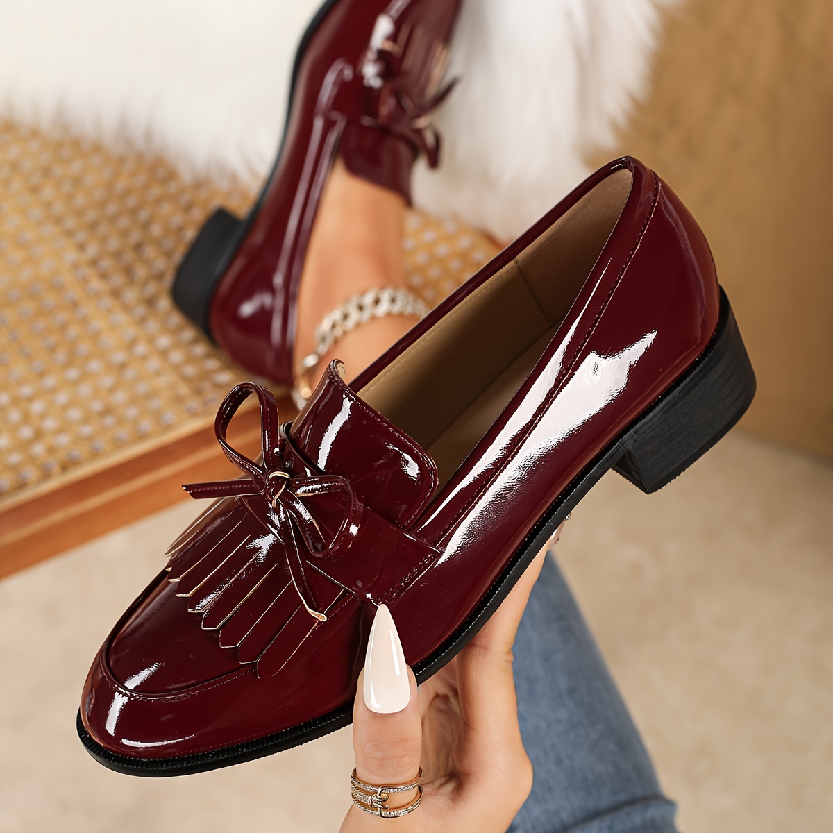 Loafers Wine Colored Women's Dress Shoes Women Shoes Heeled