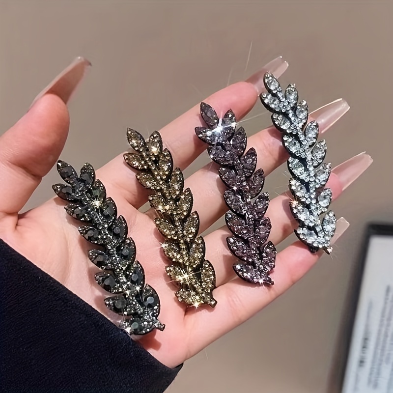 

Elegant Sequin Hair Clip Set - Resin Wheat Spike Barrettes For Styling & Control,