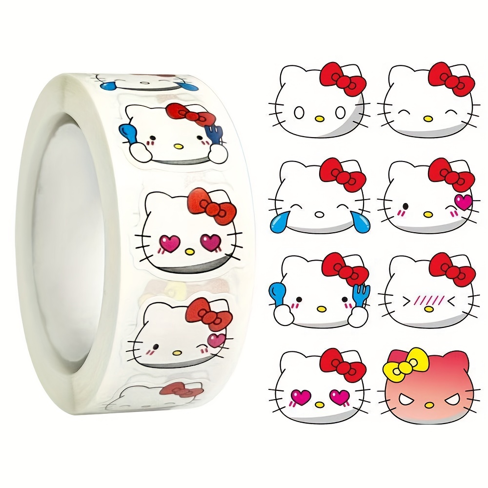 Red Kitty Cat Stickers, Decorative Labels, 500pcs Per Roll, Suitable For Gift Bags, Envelope Seals, Party Decorations, And Office Supplies