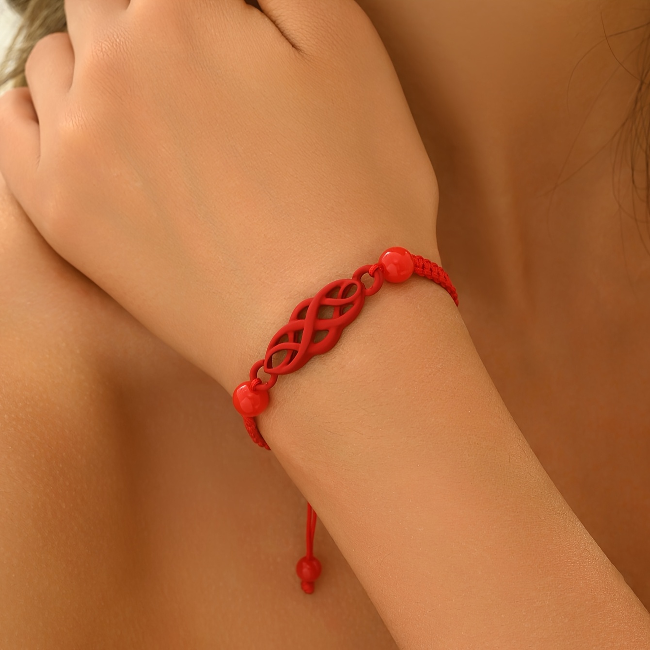 E-shop handgewebtes rotes Glücksbringer-Knoten-Armband, verstellbar, geeignet für den Neujahrstag