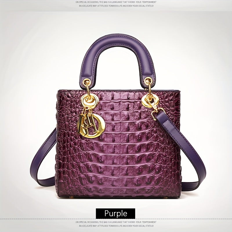 

Crocodile-embossed Bag For - Shoulder Detachable , Handbag In Multiple , Zip , Lined, Fashionable Satchel