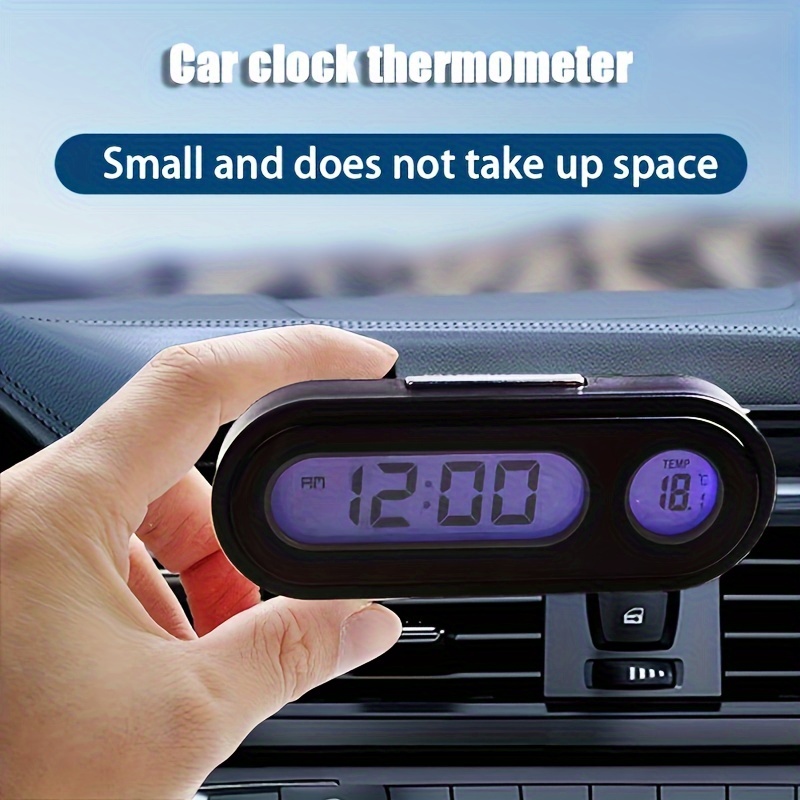 

2 In 1 Car Digital Temperature Clock, Led Clock Convenient Car Interior Mini Electronic Watch, Led Luminous Digital Clock