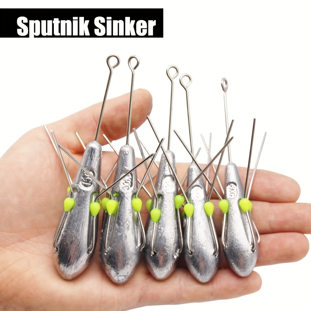 

10 Pcs Sputnik Sinker Fishing Equipment Long Tail Fishing Weights Saltwater Surf Casting Sinkers Catfish Beach Spider Weights For Ocean Sea Sand, Silver Gray