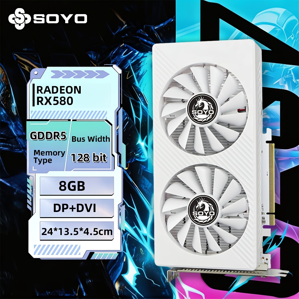 scheda     amd rx580 w 8gd5, memoria da gioco ddr5 da 8gb, 256-bit, 2048 core, scheda   da gioco per pz, scheda   video per computer displayport,   3.0