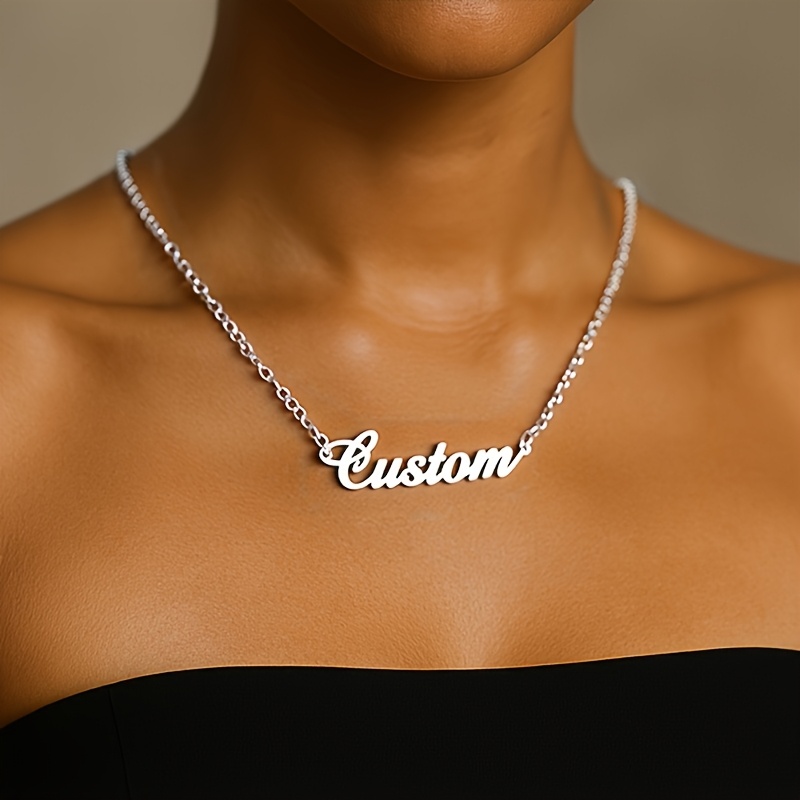 TEMU Collana con personalizzato in acciaio inossidabile - Pendente personalizzato con incisione "Personalizzato", ipoallergenico 304L per , design