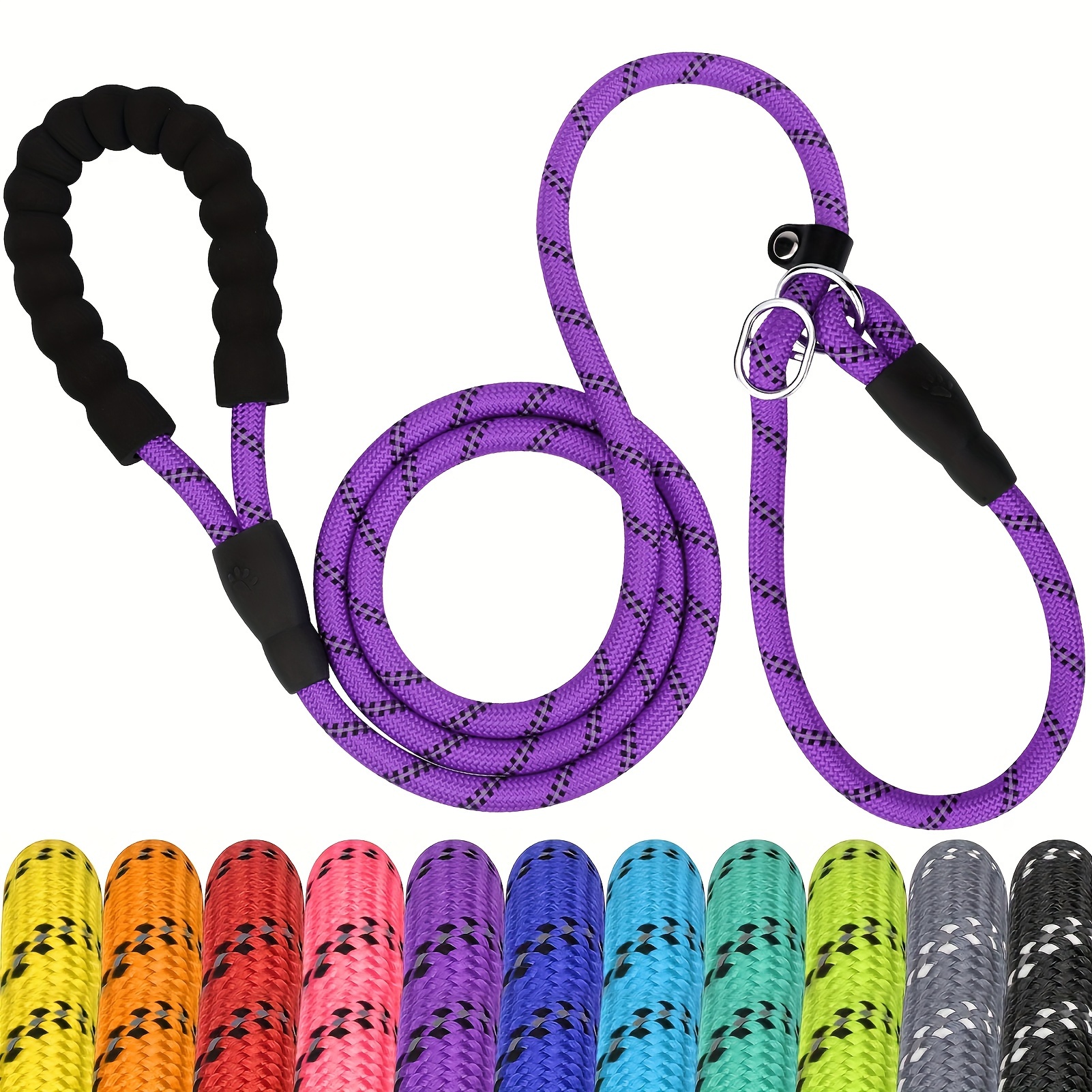 

Joytale 6 Ft Heavy Duty Reflective Dog Leash With Padded Handle - Strong Slip Rope Leash For Comfortable Control And Safety