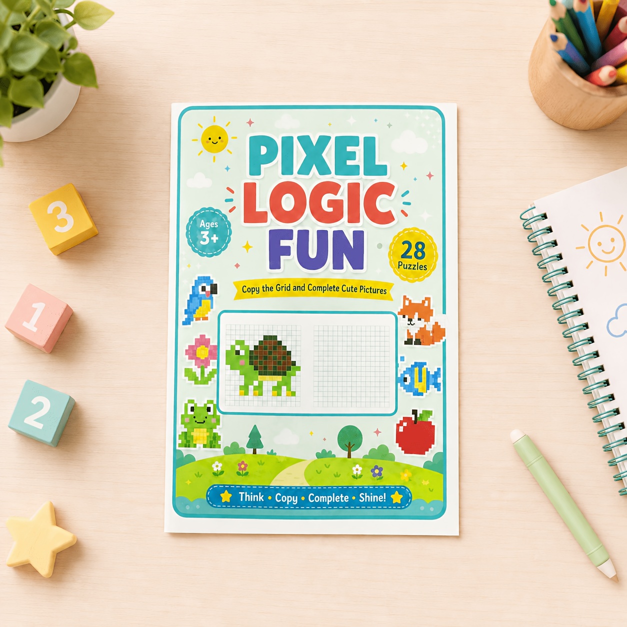 Children's Pixel Logic Fun Activity Book for Ages 3+