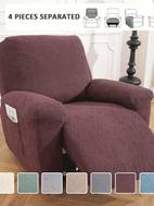 1 2 3 seater sofa recliner cover chenille fabric slip resistant washable with elastic bottom furniture protector of 4 6 8pcs reclining chair covers