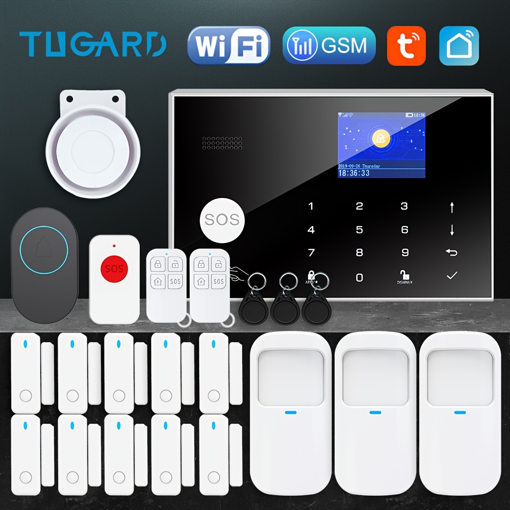 Image of Tugard Wifi+gsm Smart Alarm System, Sms Push, Alexa & Google Compatibility, Motion Detector, Door & Window Sensors, Burglar System