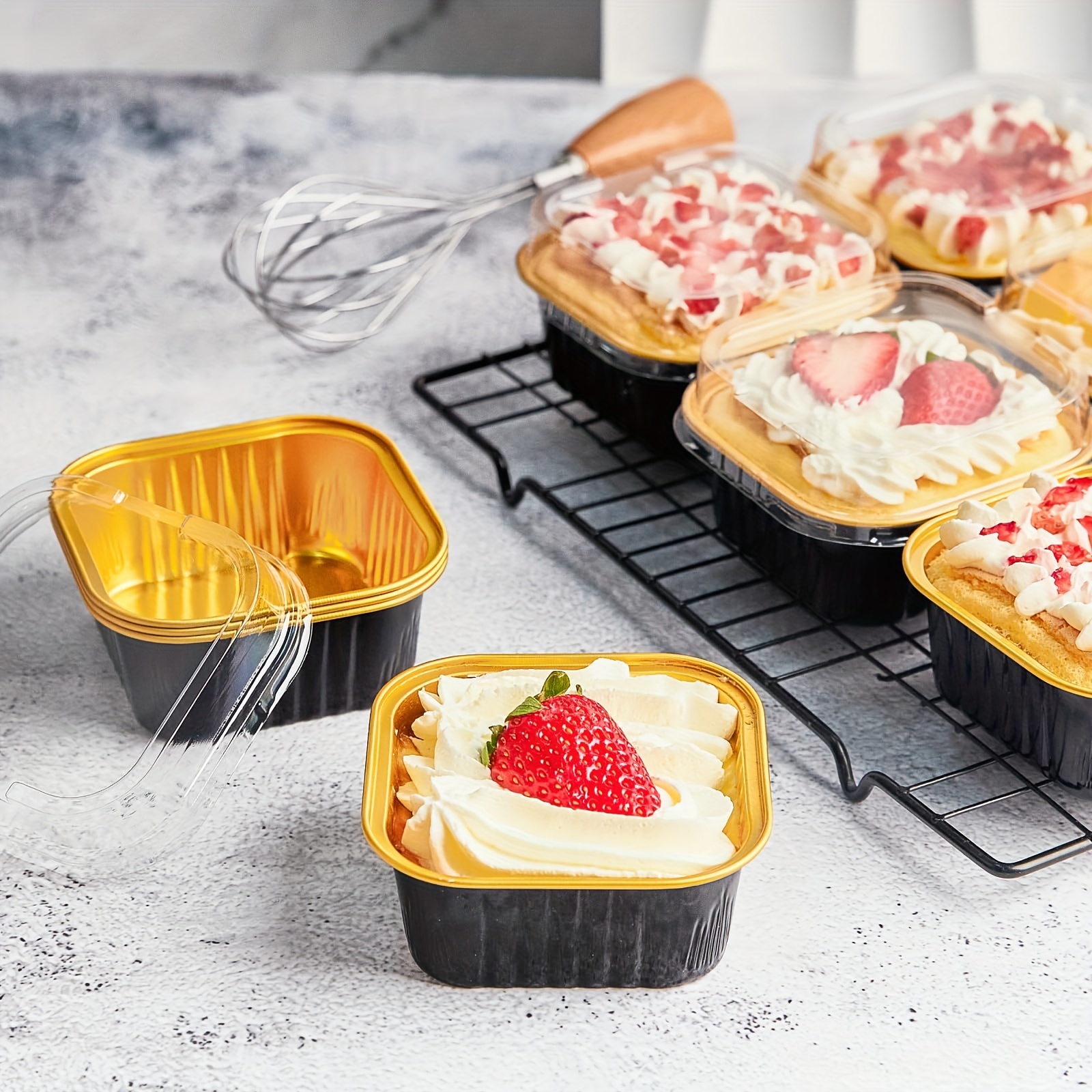 

Black .5*1.5in 9cm Square Aluminum Foil Mini Bread Plate Baking Pan, Rectangular Baking Cup, Disposable Lamex Muffin Tin, Coffee Container, Bread Disposable Tin Foil Pan