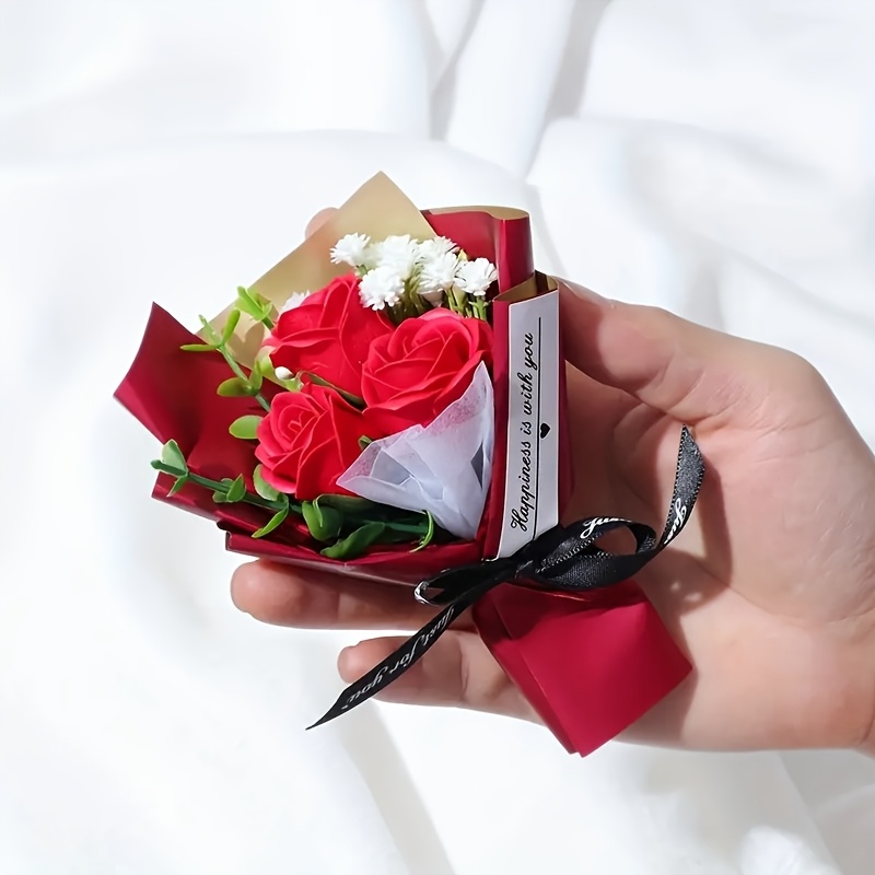 Image of Romantic Forever, Mini Artificial Rose Bouquet - Perfect For Home, Party & Wedding Decor | Ideal Valentine's Day Gift With Soap Flower Packaging | Versatile Car Decoration