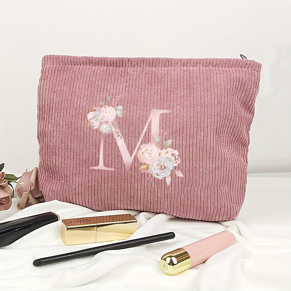 Image of Corduroy Makeup Bag, A Birthday Gift For Female Mothers With A-z Letter Patterns, A Gift For , A Bridal Bridesmaid Makeup Can Store Makeup Products And Is Easy To Carry During Travel, "z" Is The