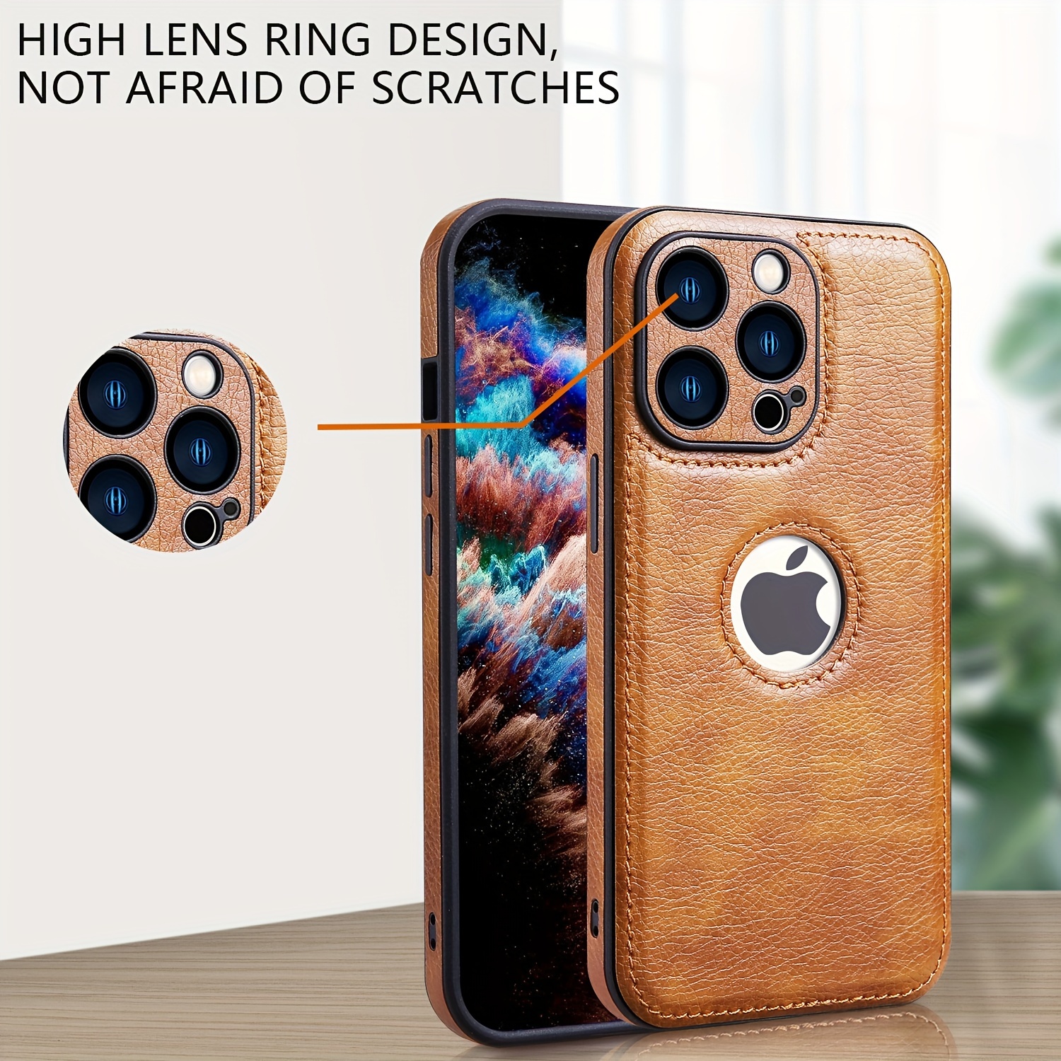 Logo View Compatible with iPhone 15/14/13/12 Pro Max Case Slim Premium Vegan Leather Classic Luxury Elegant Thin Cover, Shockproof Full Protection - Image 12