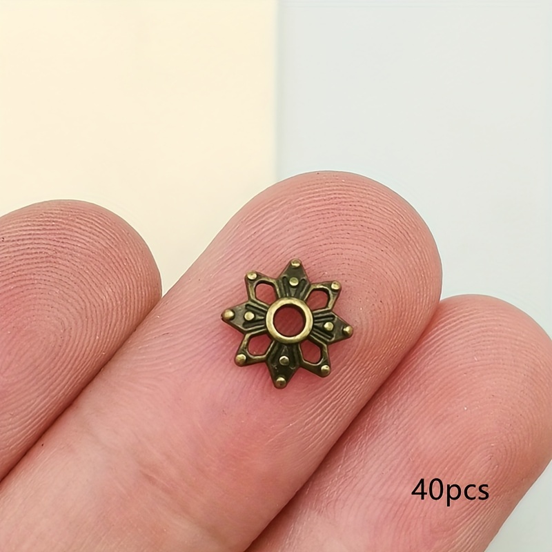 Image of Set Of 40 9mm Hollow Flower Bead Caps, Diy Handmade Jewelry Accessories For Clothing And Accessories