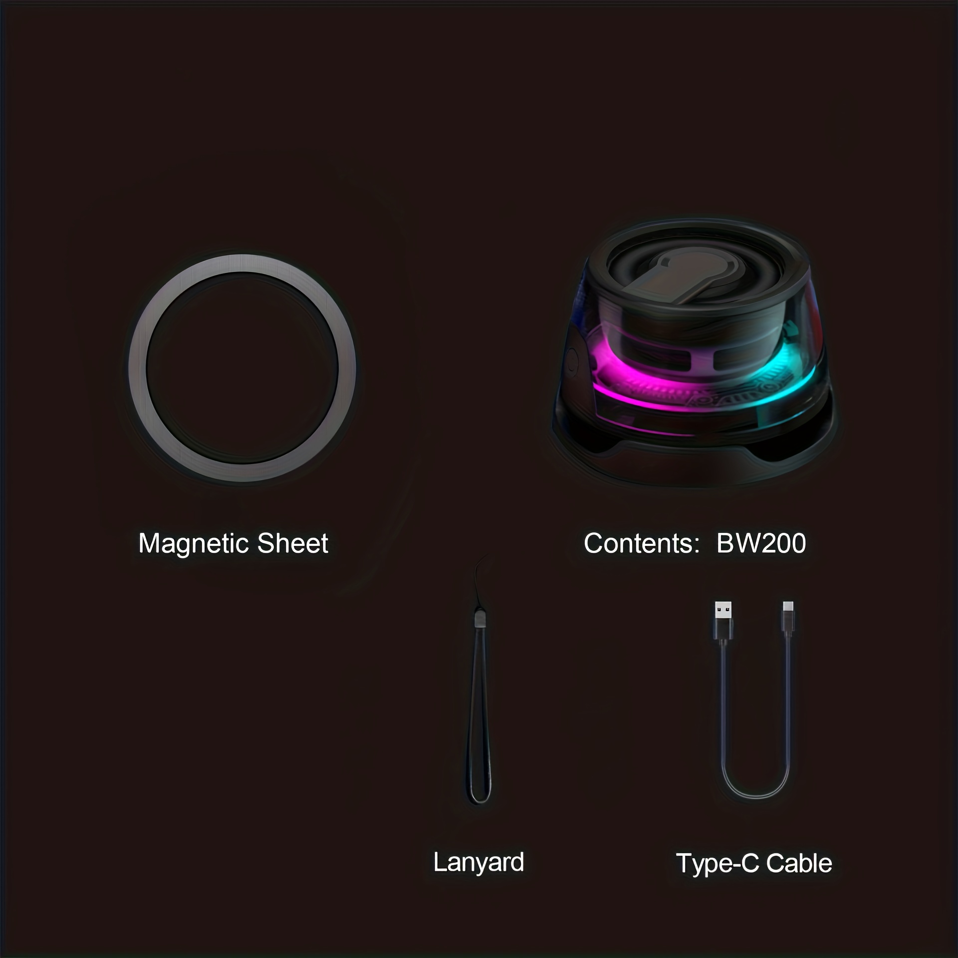 mini altavoz inalámbrico con soporte magnético, portátil, para exteriores,   rgb, estéreo, carga usb, batería recargable de litio-polímero 800mah, potencia 3w-5w, refuerzo de bajos, carga por puerto tipo-c, control por botón, tipo de botón, no impermeable, altavoz único, configuración   de sonido surround 5.2, con conector usb, para deportes  , decoración de escritorio, regalo, computadora, reproductor de  , smartphone, tableta, consola de juegos 4