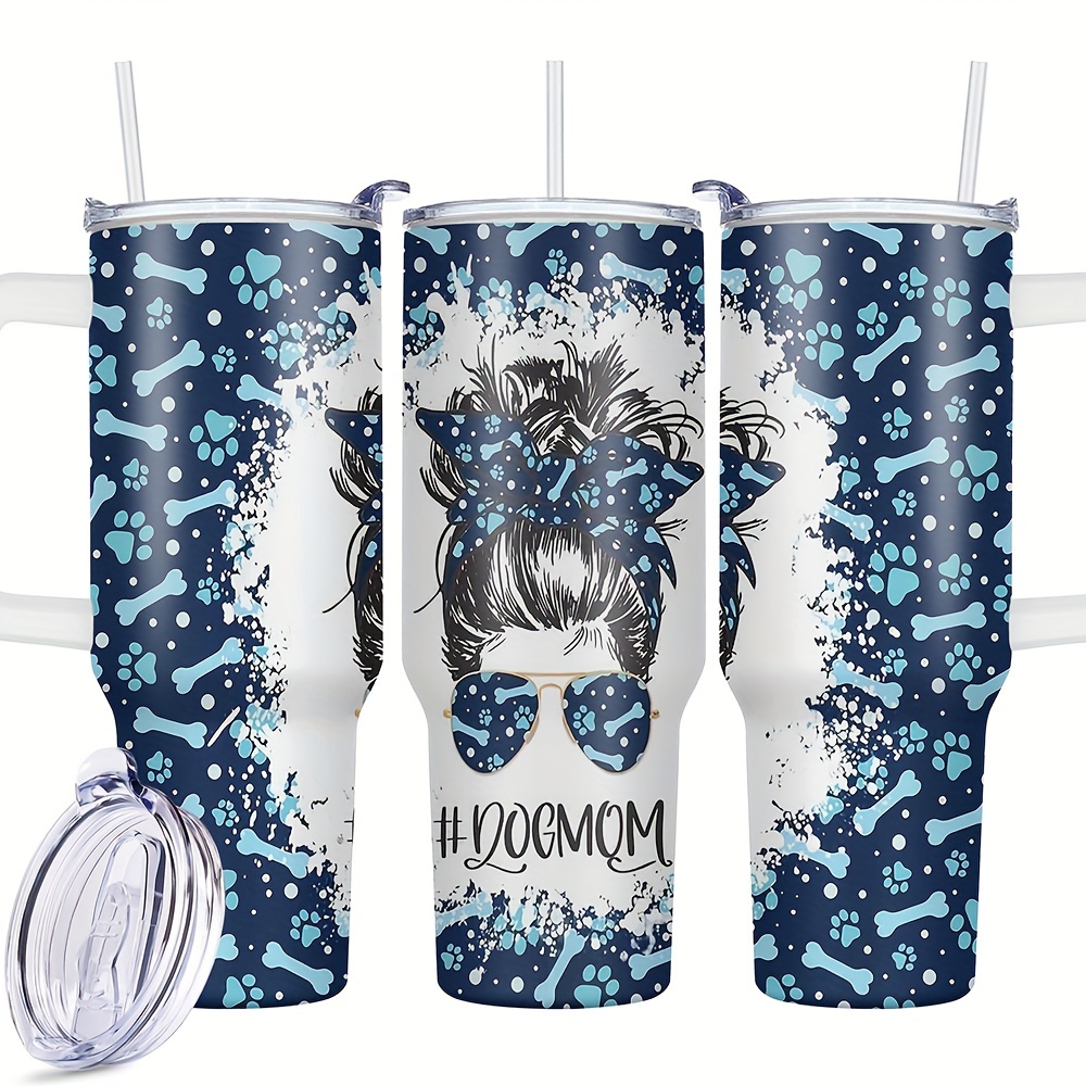 

1pc, 40 Oz Stainless Steel Tumbler, Dog Mom Funny Print Double Wall Vacuum Insulated Travel Mug, Perfect Gift For Family And Friends Birthday Christmas Gifts For Women Mom Sisters Teacher Coworker