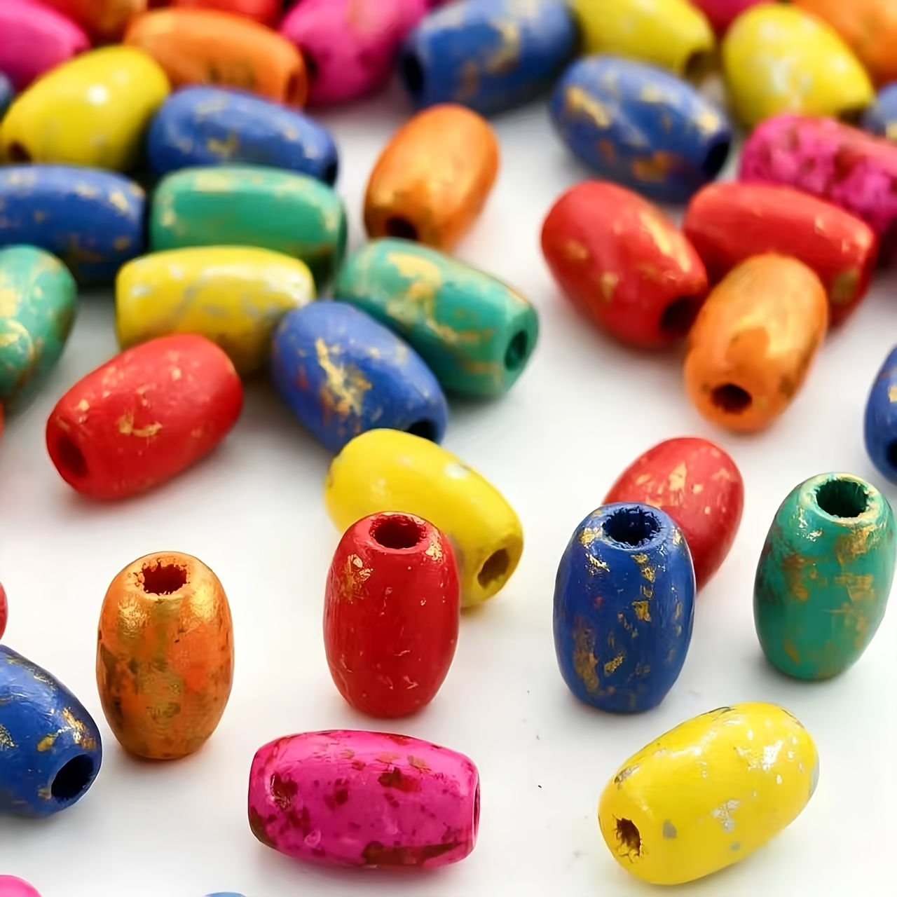 55pcs 12mm Oval Wooden Barrel Beads for DIY Jewelry