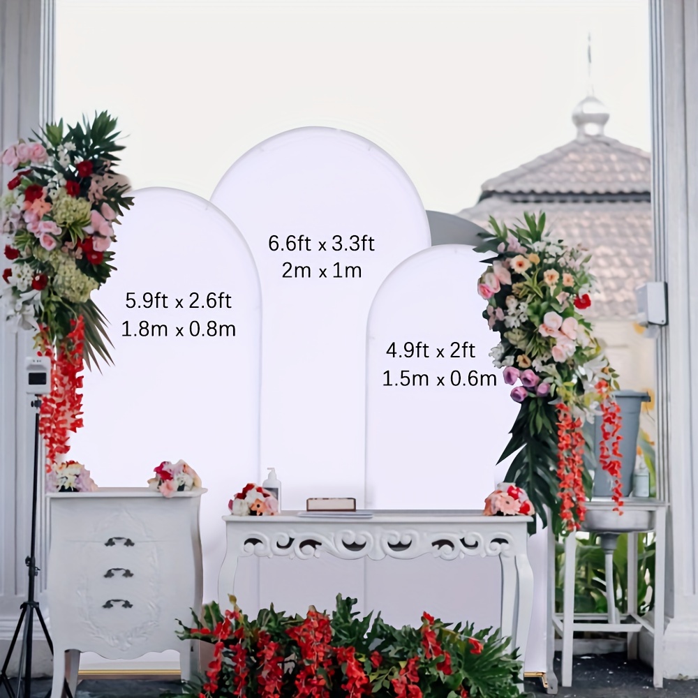 

3pcs/set 6.6ft 5.9ft 4.9ft Wedding Arch Cover White Fabric, Backdrop Stand Balloon Arch Covers For Birthday Party Banquet Decoration