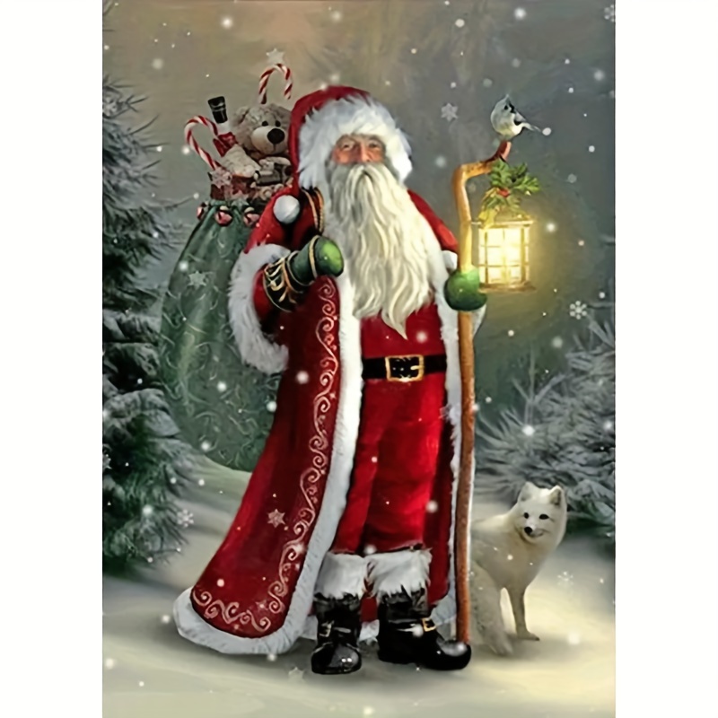 

Christmas Kit For Adults, 5d Acrylic Diamond Art Set, Diy Gem Painting Craft Kit For Beginners, Wall Decor With Santa, Reindeer & Lantern Motif