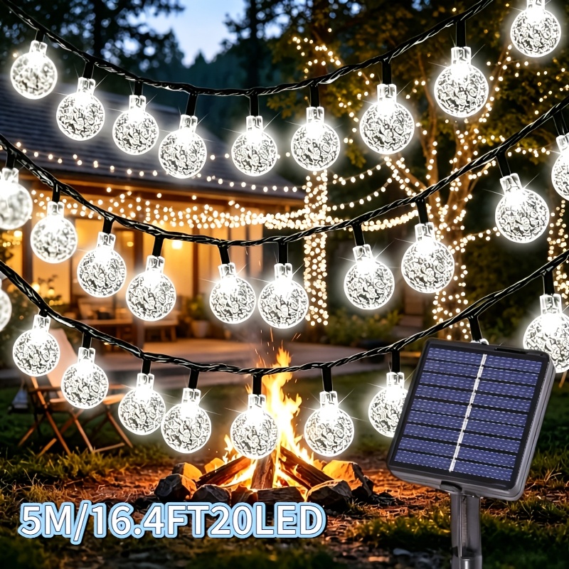 TEMU 1 Pack de /100 LED Guirlande Lumineuse Solaire Boule Cristal, IP54, pour Décoration Maison, Fêtes, Célébrations, , , Arbres, Terrasses