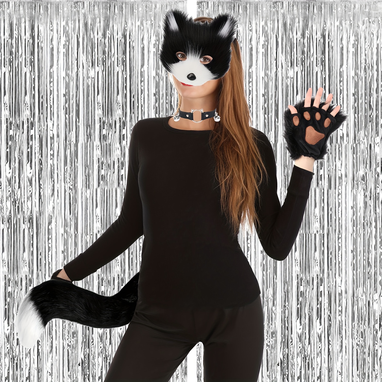 Keland Kit Masque Therian Renard & Chat - Queue Collier Oreilles Cosplay Halloween
