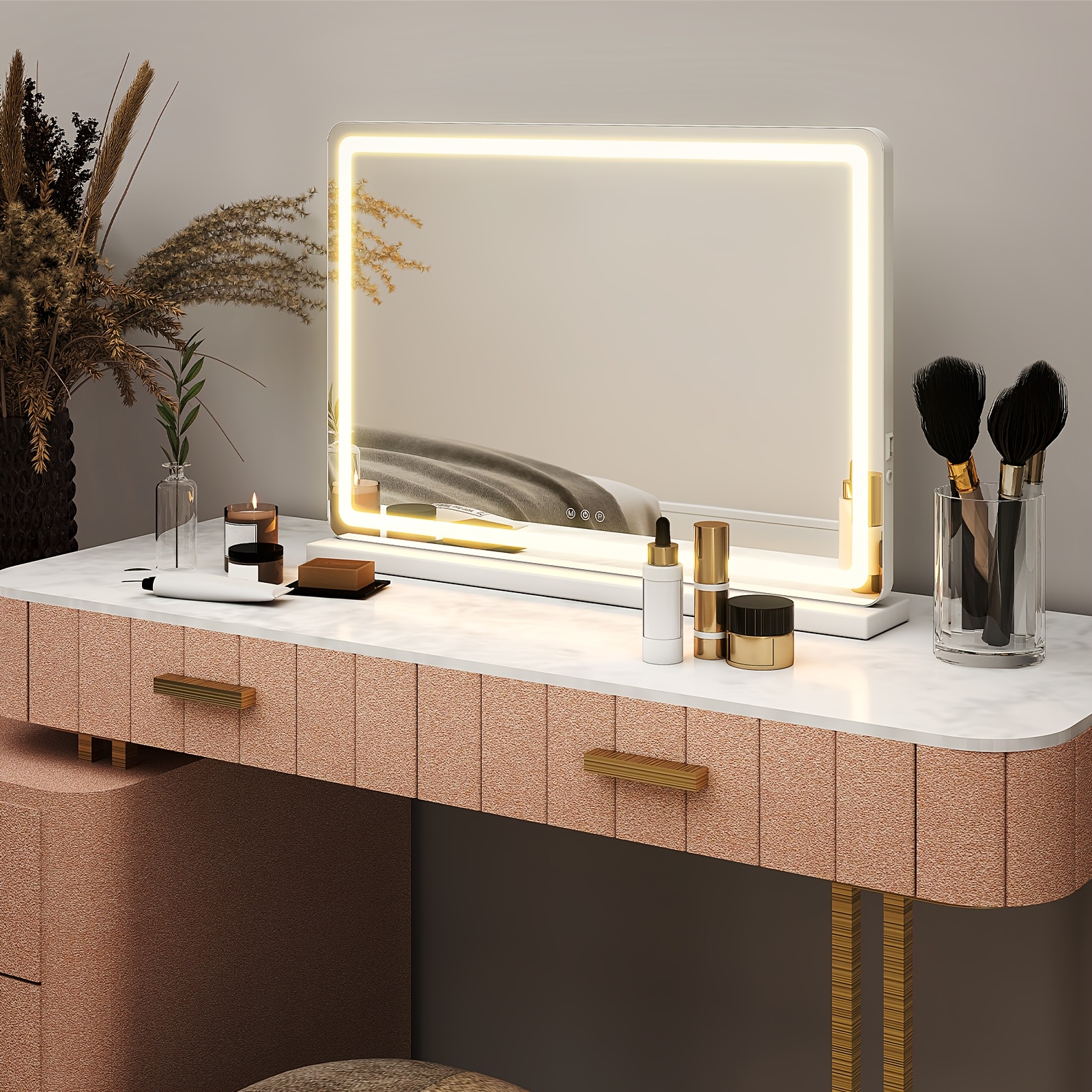 Led Vanity Mirror With Lights, Usb Charging Design, 3 Color Lighting & Adjustable Brightness, Long-lasting Led Strip, Lighting For Makeup, Skincare, Reading