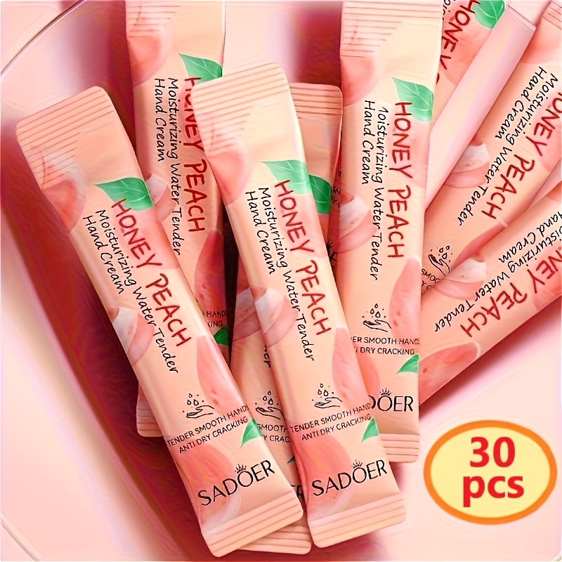 Image of 30pcs Small Strip Hand Cream, Suitable For Hand Moisturizing, Moisturizing, Honey Peach, Grapefruit Flavor Plant , Portable Hand Cream, Small Strip Travel