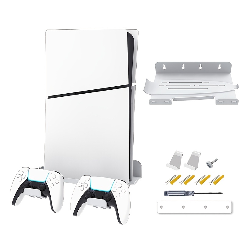 Wall-mounted Vertical Fixation Kit For Ps5//ps5 Slim Game Consoles, Made Of Metal, With An , Including A Wall Mounting Bracket And 2 Controller