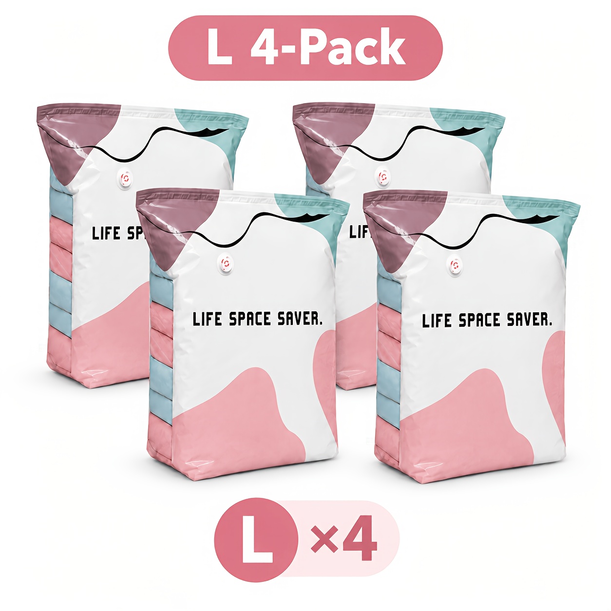 TEMU 4 stuks vacuüm opbergzakken, geschikt voor kleding en dekens. capaciteit, heavy-duty, pompvrije compressiezakken met een perssluitingssysteem