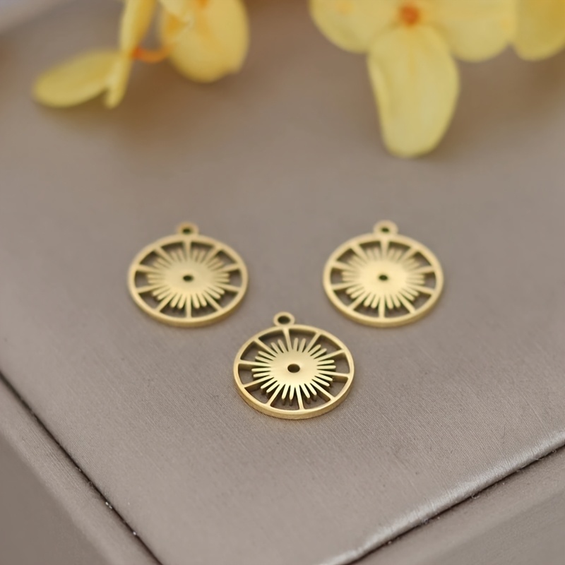 TEMU 3pcs Stainless Steel Charm Round Sun Charms Necklace Bracelet Earring Pendant Jewelry Making Additions