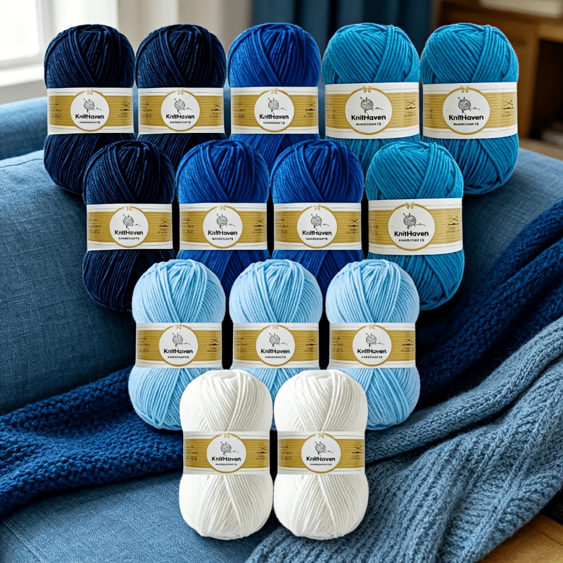 TEMU 14 Skeins 700g 100% Acrylic Macaron Yarn Kit, 50g Per , Gradient Matching Colorway, For Crochet Blankets, Decorative Pillows, Handmade Additions
