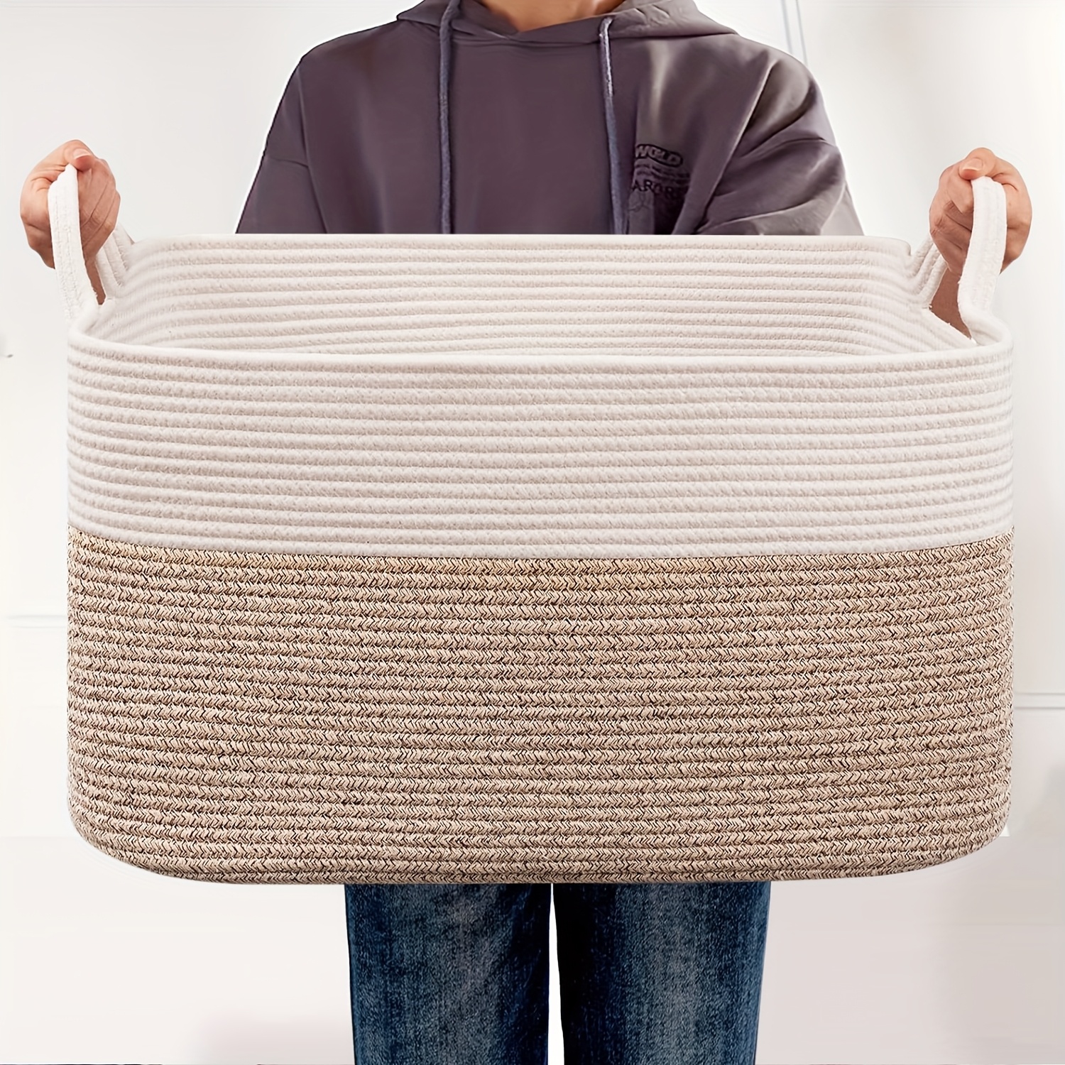 Woven Storage Baskets For Organizing, Soft Rope Storage Basket, Organizing Basket With Handles, Cube Baskets For Shelves, Laundry Baskets, Laundry Hampers, Magazine & Newspaper Baskets, Shelf Baskets