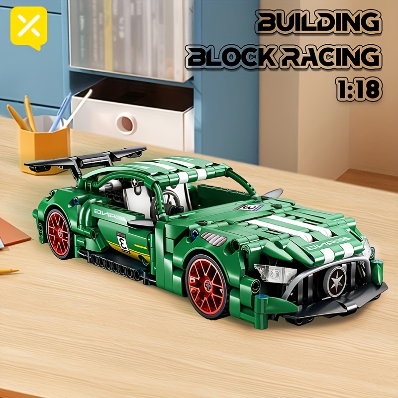 Sports Car Building Kit, ABS Construction Set, Green Race Car Model, Vehicle Theme Toy for Adults 14+, Ideal for Living Room & Bedroom Decor, Perfect Gift for Halloween Or Christmas, Best for Christmas