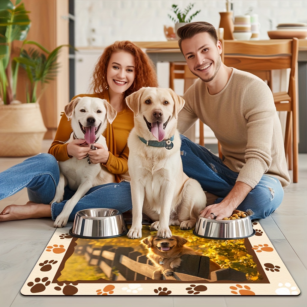 

Custom Pet Feeding Mat - Personalized Photo, Absorbent & Quick-dry Dog Bowl Placemat, Non-slip Indoor Pet Dining Pad, Leak-proof Food , Ideal For Dog Gifts