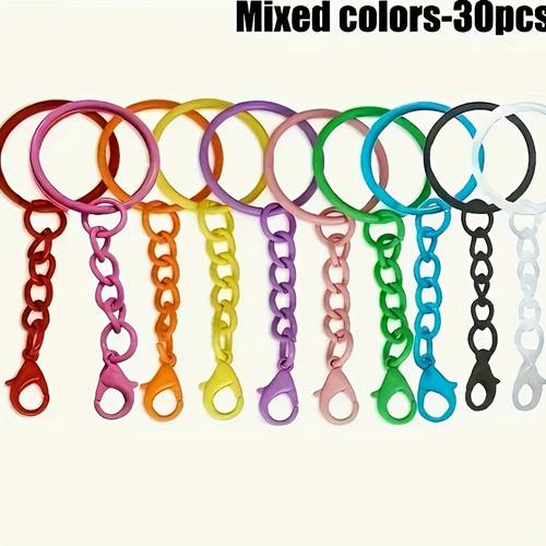 30pcs mixed color alloy key rings with lobster clasps durable for crafts packaging decoration and backpack decoration colorful color craft additions lobster clasp design polished surface