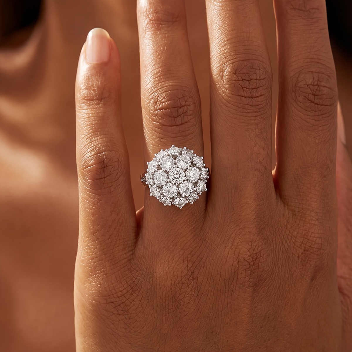 Women's Exquisite Flower Ring, Elegant Year-Round Accessory