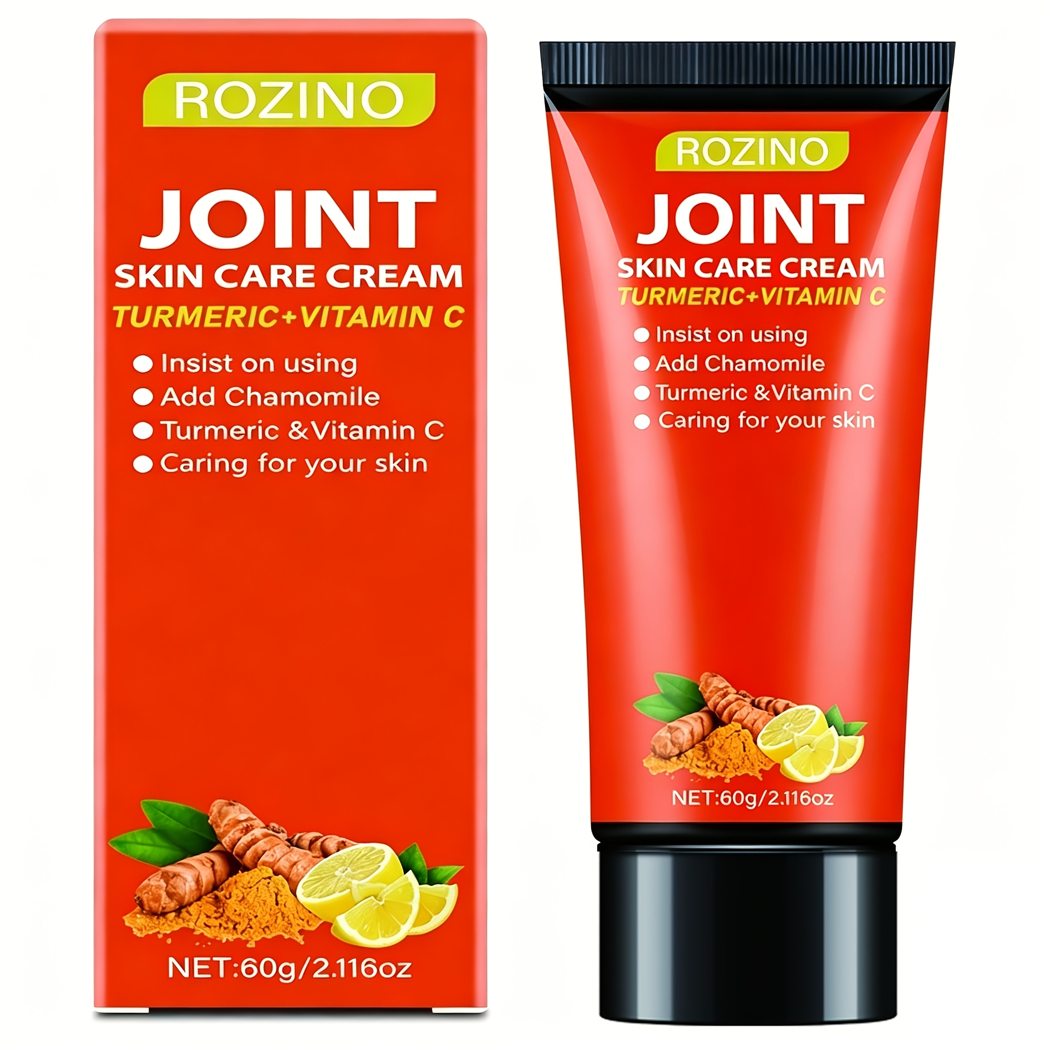 Image of 60g Turmeric Vitamin C Joint & Skin Massage Cream, Suitable For Hands, Knees, Neck, Feet, Shoulders, And Body Care. Gentle, Smooth, Full-body Skin Care, Suitable For Types
