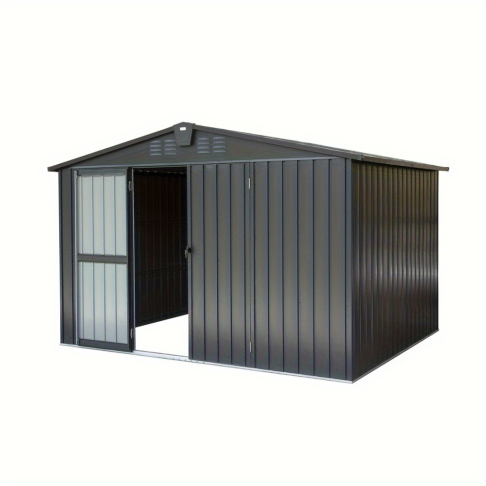 

Outdoor Storage Shed 10'x 8', Metal Garden Shed For Bike, Trash Can, Tools, Galvanized Steel Outdoor Storage Cabinet With Lockable Door For Backyard, Patio, Lawn