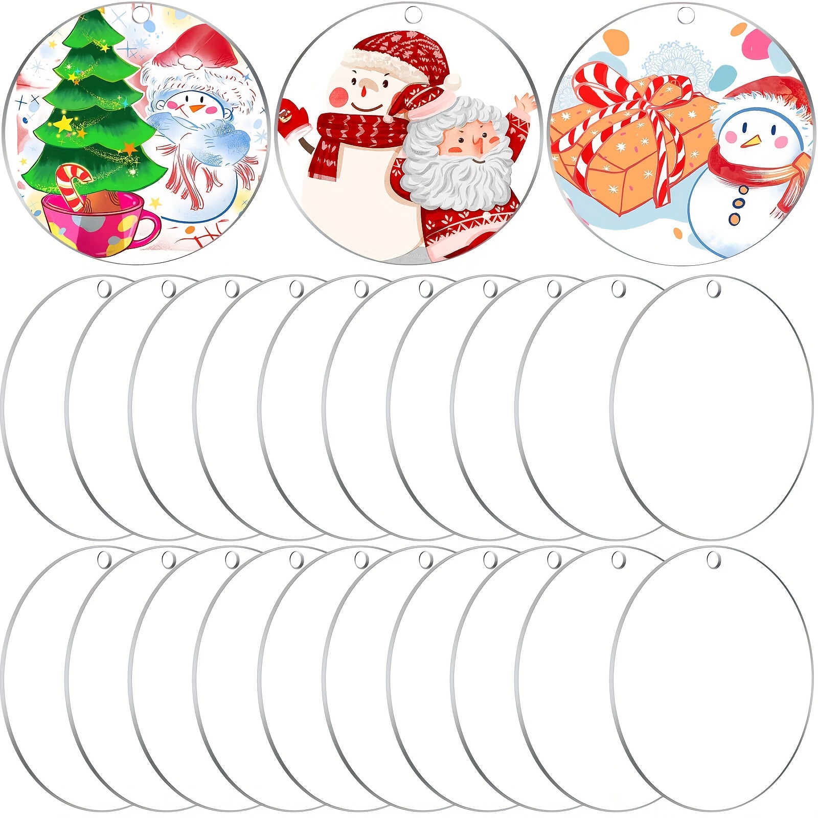 

50pcs Acrylic Ornament Blanks - Diy Crafts For Christmas, & More - 3" Diameter, 1mm Thick - Perfect For Tree Decorations & Party Favors