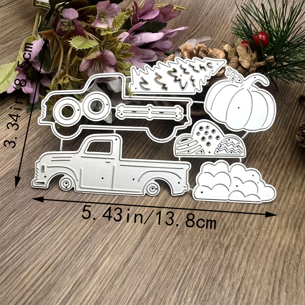 TEMU Holiday Layer Truck Metal Die-cutting, Christmas Tree Cutting Die Template For Scrapbooking Decoration And Embossing Paper Card Making