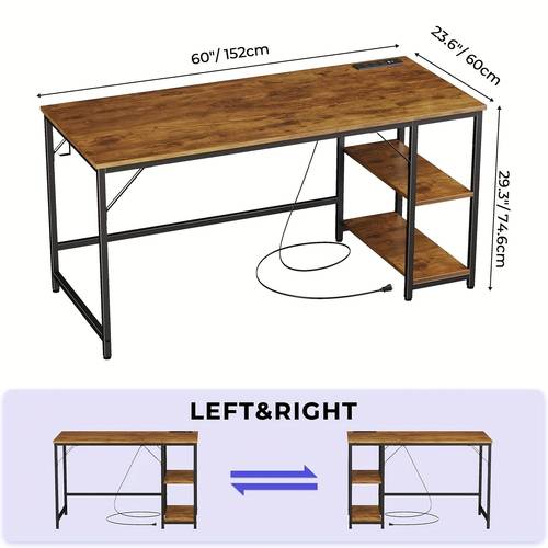 modern minimalist gaming computer desk with usb type c outlets recycled wood home office desk with storage shelves cable management floor standing writing table for bedroom study white black organization durable construction desk students