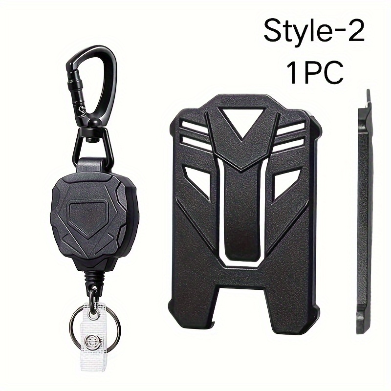 1pc Badge Clip Retractable Clip, Heavy Duty Climbing Button Carabiner, Badge Reel Keychain with ID Card, Vertical Retractable Lanyard,Temu